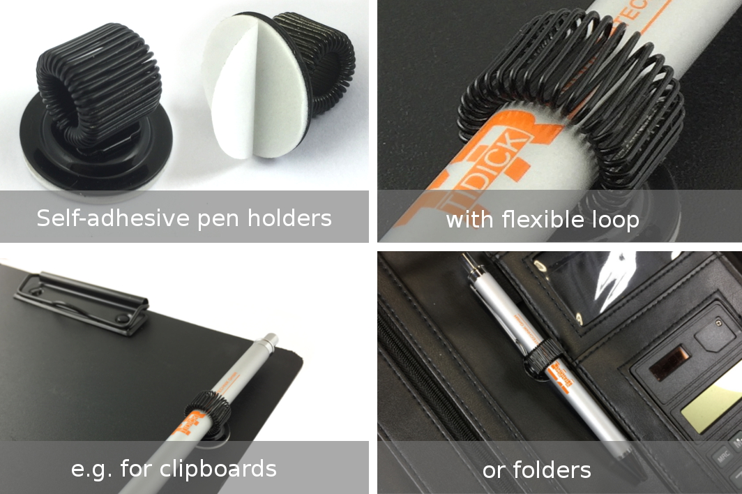 Self-adhesive pen-holders